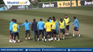 Real Madrid players training with tag exercise ahead of Bayern Return Leg [upl. by Ahsini]