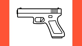 How to draw a PISTOL easy  drawing glock 17 gun step by step [upl. by Darsey]