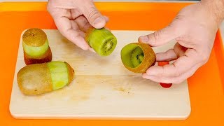 Amazing FOOD TRICKS  Skin kiwi  Fruit Carving [upl. by Mathia389]