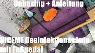 Desinfektionssäule mit Fußpedal Desinfektionsspender Desinfektionsmittelspender Unboxing  Anleitung [upl. by Rosecan197]