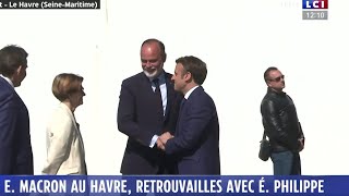 Emmanuel Macron retrouve Edouard Philippe au Havre [upl. by Telrahc]