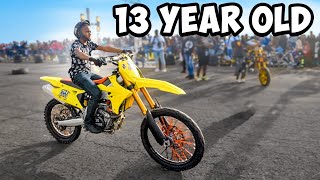 13 Year Old Caribbean Kid Wheelies 450 DirtBike   Braap Vlogs [upl. by Elazaro]