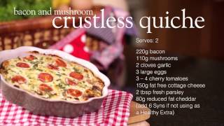 Slimming World Synfree bacon amp mushroom crustless quiche recipe  FREE [upl. by Lette364]