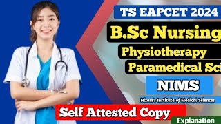 NIMS BSc Nursing BPT BSc Paramedical Sciences  Application Video  Self Attested Copy Explanation [upl. by Halimeda]