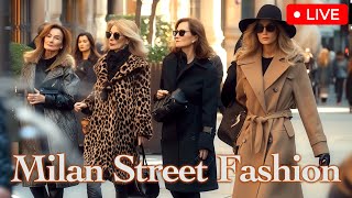 Winter Street fashion and luxury shopping in Milan Explore the most beautiful outfits of Italians [upl. by Anwahsat]