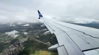 Icelandair B737 MAX 8 landing to HelsinkiVantaa airport EFHKHEL RWY 22L wing view [upl. by Ragde]