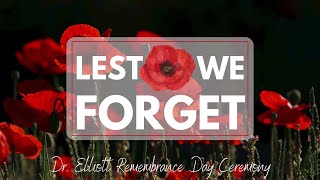 Remembrance Day Ceremony 2024  Dr Elliot School [upl. by Nehte]