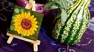 Sonnenblume Malen Acryl Minileinwand Geschenkidee Deko  Sunflower Acrylic Painting Mini Canvas Gift [upl. by Alhahs]