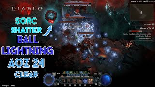 Diablo 4  Abattoir of Zir Tier 24 Ball Lightning Shatter Sorcerer Solo Fast Clear Season 2 [upl. by Eeladnerb]