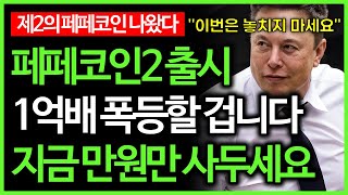 페페코인2 출시 밈코인 천재 분석가 quot이 밈코인 1억배 폭등할 겁니다quot [upl. by Kowalski]