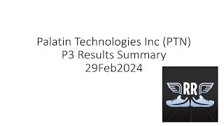 Palatin Technologies Inc PTN P3 Results Summary 29Feb2024 [upl. by Kelvin771]