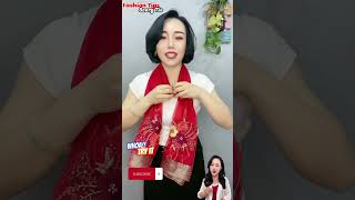 Tying summer girls fashion scarf around neck Springs scarf fashion scarfwearing shorts viral [upl. by Orlina]