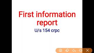 FIR under section 154 of crpc  first information report  information in cognizable offence [upl. by Meesak153]