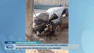 Acidente 5 Pessoas Feridas após Batida entre 2 Carros no Bairro São Pedro em Gov Valadares [upl. by Trici]