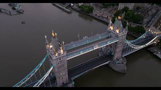 4K London England Drone aerial views of the river Thames and London Bridge [upl. by Iene]