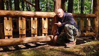 Log Woodshed Build Part 4 Custom Picket Handrail [upl. by Annawot]