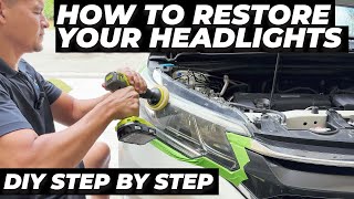 EASY Car Headlight Restoration GUIDE Wet Sand Polish and Protect [upl. by Cleodell]