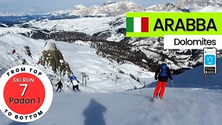 Arabba Italy  ski run 7 Padon I from top to bottom [upl. by Idalina]