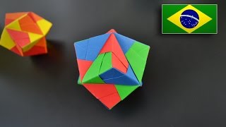 Origami Octaedro Estrelado Sonobe 12 peças  Instruções em Português BR [upl. by Retseh955]