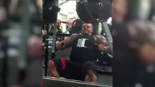 Rich Piana JUNE 2012 100 rep drop set hammer strength bench press [upl. by Ehtyde110]