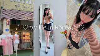 KOREA VLOG 🎀 shopping in hongdae girly summer outfits cafe hopping soft productivity solo date [upl. by Amelia]