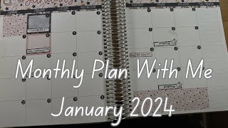 Monthly Plan With Me  January 2024  Erin Condren Hourly  PlannerKate [upl. by Ataymik352]