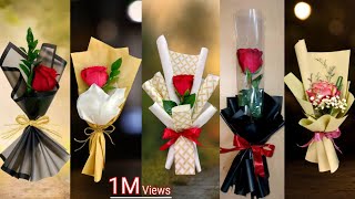 5 Type of Single Rose Wrapping  How To Wrap a Single Rose  Single Rose Wrapping  Flower Wrapping [upl. by Odracer]