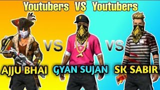 Ajjubhai Vs Gyansujan Vs Sksabir Vs all youtubers in custom matchSksabir boss Booyah in tournament [upl. by Namara840]