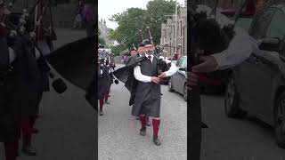 Portsoy Pipe Band march through town playing Scotland the Brave for 2023 Boat Festival shorts [upl. by Asenad462]