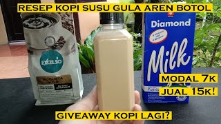 GIVEAWAY RESEP KOPI SUSU GULA AREN BOTOL Aeropress UNTUK JUALAN  Excelso Robusta Gold [upl. by Wiltshire945]