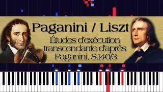 Paganini  Liszt  Études dexécution transcendante daprès Paganini S1403  Piano Tutorial [upl. by Durno212]