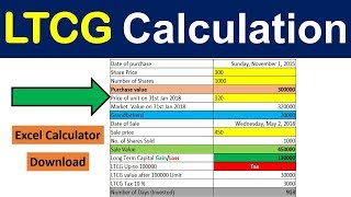 Long term Capital Gain Tax on Share and Mutual fund  Excel Calculation to Find LTCG of Mutual fund [upl. by Eugnimod395]