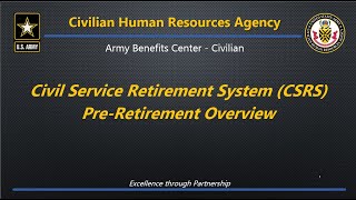 CSRS PreRetirement OverviewLive Event Recorded on 08292023 [upl. by Ulrick]