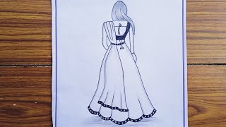 How to draw traditional girl drawing  girl with beautiful lehenga [upl. by Behm990]