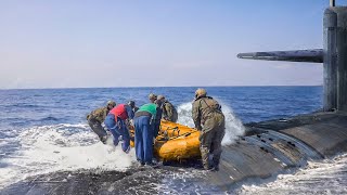 US Crazy Technique to Launch Tiny Boat From Submarine In the Middle of the Ocean [upl. by Aicillyhp575]