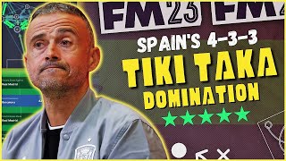 Spains DOMINATING TIKITAKA 433  89 PASS COMPLETION  fm23 tactics  Football Manager 2023 [upl. by Nomihs]