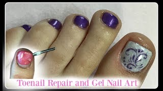 How to Mini Pedicure at Home Remove Gel Polish on Toenails Repair Broken Toenail with Acrylic [upl. by Aicssej244]