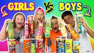 GIRLS vs BOYS Pringles Challenge [upl. by Sanyu]