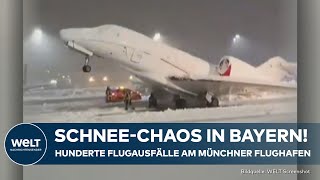 SCHNEECHAOS IN BAYERN Hunderte Flugausfälle am Münchner Flughafen  Bahnverkehr gestört [upl. by Karolina898]