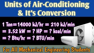 Units of AirConditioning amp its Conversion  B MOHAN KUMAR airconditioning hvac [upl. by Sewell77]