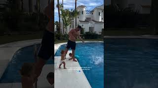 This Toddler Patiently Waits for Her Turn to Jump Into the Pool [upl. by Base]