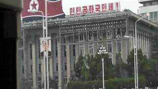 Drive through central Pyongyang at rush hour on National Day Holiday [upl. by Evan]