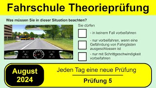 🚘 Führerschein Theorieprüfung Klasse B 🚗 August 2024  Prüfung 5 🎓📚 [upl. by Ahcilef175]