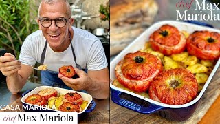 POMODORI RIPIENI DI RISO AL FORNO con Patate  La Vera Ricetta Romana di Chef Max Mariola [upl. by Onibag]