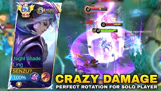 LING FASTHAND CRAZY DAMAGE  PERFECT ROTATION FOR SOLO RANK  Ling Gameplay Mobile Legends [upl. by Oicnerolf311]