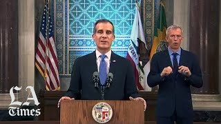 Mayor Eric Garcetti says thousands of LA city workers to be furloughed [upl. by Kohler765]