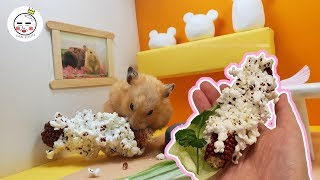 Hamster Restaurant DIY Hamster Snack  Popcorn on the Cob [upl. by Nylqcaj]