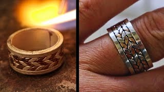 Special design mens ring made of copper and silver [upl. by Limann]