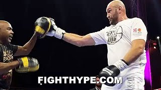 TYSON FURY FINAL WORKOUT FOR FRANCIS NGANNOU CLOWNING WITH ONE HAND MAKING HIM LOOK LIKE EASY WORK [upl. by Nagap]