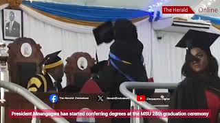 President Mnangagwa has started conferring degrees at the MSU 25th graduation ceremony [upl. by Allehs487]